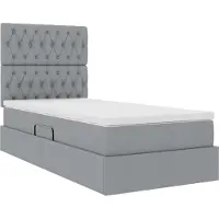 vidaXL Aufbewahrungsbett mit Matratze Hellgrau 90 x 190 cm Stoff