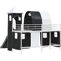 vidaXL Kinderloftbett Uni Weiß und Schwarz 90 x 190 cm Metall