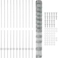 vidaXL Wildzaun mit Pfosten 25 x 1,4 m Verzinkter Stahl Silber Netz