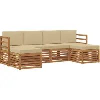 vidaXL Outdoor-Sofagarnitur 6 stk. Natur und Beige