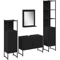 vidaXL Badezimmermöbel-Set mit Regal 4 pcs Schwarz Holzwerkstoff