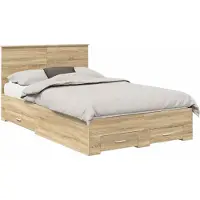 vidaXL Bettrahmen mit Kopfteil Sonoma-Eiche 135 x 190 cm Holzwerkstoff