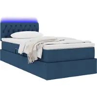 vidaXL LED-Speicherbett mit Matratze Blau 90 x 200 cm Stoff
