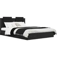 vidaXL Bettgestell mit Kopfteil Schwarz Eichen-Optik 140 x 200 cm