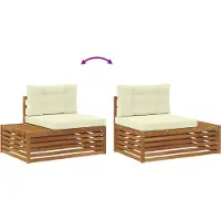 vidaXL Outdoor-Sofagarnitur mit Kissen 4 Stück Natur und Creme