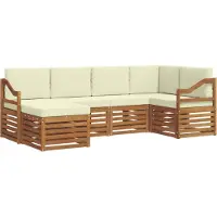 vidaXL Outdoor-Sofagarnitur 6 Stk. Natur und Creme Polyester