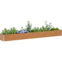vidaXL Hochbeet Hellbraun 390 x 50 x 36 cm Verzinkter Stahl