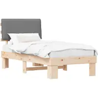 vidaXL Bettgestell mit gepolstertem Kopfteil Hellgrau 80 x 200 cm