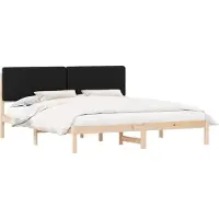 vidaXL Bettgestell mit gepolstertem Kopfteil Schwarz 200 x 200 cm