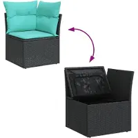 vidaXL 12-tlg. Garten-Sofagarnitur mit Kissen Schwarz Poly Rattan