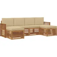 vidaXL Outdoor-Sofagarnitur 6 stk. Natur und Beige