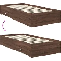 vidaXL Bettrahmen Braune Eiche und Silber 75 x 190 cm Holzwerkstoff