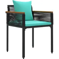 vidaXL Gartenmöbel Set mit Kissen Schwarz und Türkis Poly-Rattan