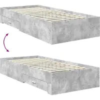 vidaXL Bettrahmen Beton Grau und Silber 70 x 190 cm Holzwerkstoff