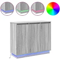 vidaXL LED-Sideboard Graues Sonoma 90 x 32 x 75 cm Holzwerkstoff