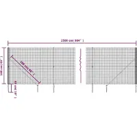 vidaXL Maschendrahtzaun mit Bodenhülsen Anthrazit 1,6x25 m