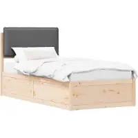 vidaXL Bettgestell mit gepolstertem Kopfteil Dunkelgrau 75 x 190 cm