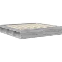 vidaXL Bettrahmen Sonoma-Grau 200 x 200 cm Massives Kiefernholz