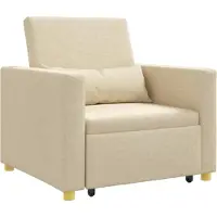 vidaXL Ausziehbare Schlafcouch Einzel Creme 90 x 165 x 87 cm Stoff