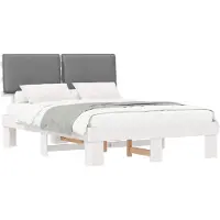 vidaXL Bettgestell mit gepolstertem Kopfteil Hellgrau 140 x 190 cm
