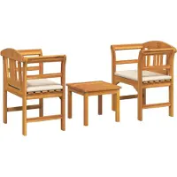 vidaXL Gartenrosen-Lounge-Set mit Kissen 3 pcs Massivholz Akazie