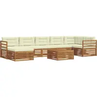 vidaXL Outdoor-Sofagarnitur mit Kissen 8 pcs Natur und Creme