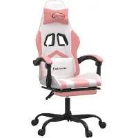 vidaXL Gaming-Stuhl mit Fußstütze Weiß und Rosa Kunstleder