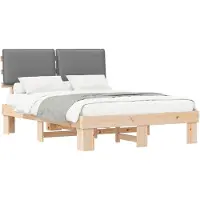 vidaXL Bettgestell mit gepolstertem Kopfteil Hellgrau 150 x 200 cm