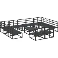 vidaXL Gartensofa-set 12 stk. Schwarz Aluminium