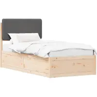 vidaXL Bettgestell mit gepolstertem Kopfteil Dunkelgrau 90 x 200 cm