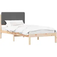 vidaXL Bettgestell mit gepolstertem Kopfteil Dunkelgrau 75 x 190 cm