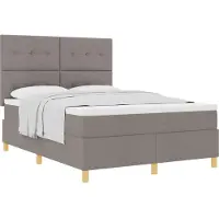 vidaXL Boxspringbett mit Kopfteil Taupe 160 x 200 cm Stoff