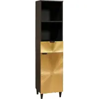 vidaXL Badezimmerschrank mit Regal Schwarz und Gold 38 x 33 x 160 cm