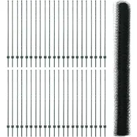 vidaXL Sechseckzaun mit Pfosten 100 x 1,6 m PVC-beschichteter Stahl