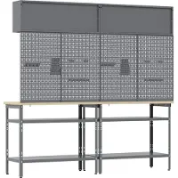 vidaXL Werkbank-Set 8 stk. Schwarz und Grau Pulverbeschichteter Stahl