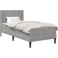 vidaXL Bettgestell mit Matratze mit Kopfteil Hellgrau 90 x 200 cm Samt