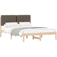 vidaXL Bettgestell mit gepolstertem Kopfteil Taupe 160 x 200 cm