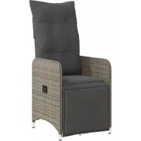 vidaXL Gartensessel Verstellbar mit Kissen Grau Poly Rattan