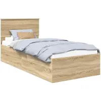 vidaXL Bettrahmen mit Kopfteil Sonoma-Eiche 75 x 190 cm Holzwerkstoff