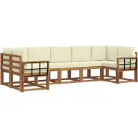 vidaXL Outdoor-Sofagarnitur 7 Stk. Natur und Creme