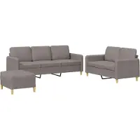 vidaXL 3-tlg. Sofagarnitur mit Kissen Taupe Stoff