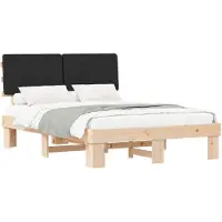 vidaXL Bettgestell mit gepolstertem Kopfteil Schwarz 160 x 200 cm