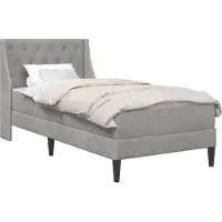 vidaXL Bettgestell mit Matratze mit Matratze Hellgrau 90 x 190 cm Samt
