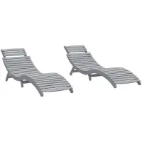 vidaXL Sonnenliegen 2 Stk. Grau 184x55x64 cm Massivholz Akazie