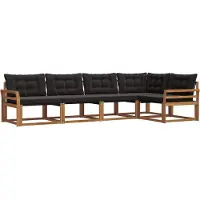 vidaXL Outdoor-Sofagarnitur 5 Stk. Natürlich und Schwarz
