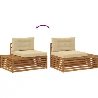 vidaXL Outdoor-Sofagarnitur mit Kissen 4 Stück Natur und Beige