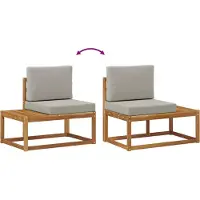 vidaXL Outdoor-Sofagarnitur mit Kissen 4 Stück Natürlich und Hellgrau