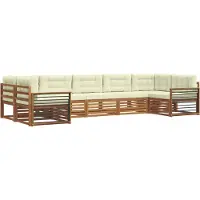 vidaXL Outdoor-Sofagarnitur mit Kissen 7 pcs Natur und Creme