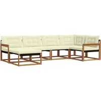 vidaXL Outdoor-Sofagarnitur 6 Stk. Natur und Creme Massivholz Akazie