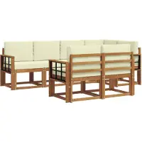 vidaXL Outdoor-Sofagarnitur 7 stk. Natur und Creme